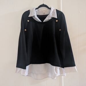 French Laundry Black and White Buttoned Top